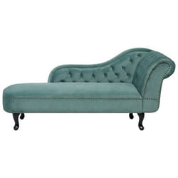 Méridienne Chesterfield côté droit en velours vert menthe NIMES