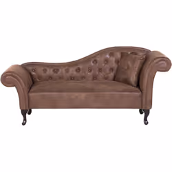 Méridienne au style rétro en simili cuir daim marron. Élégante, originale et extrêmement confortable ! La méridienne en simil ...