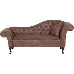 Beliani - Chaise Longue Méridienne Chesterfield Côté Droit en Cuir Suède Marron pour Salon Glamour et Vintage