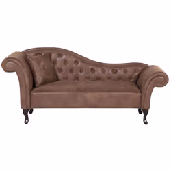 Méridienne au style rétro en simili cuir daim marron. Élégante, originale et extrêmement confortable ! La méridienne en simil ...