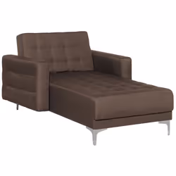 Chaise longue en tissu marron foncé ABERDEEN
