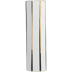 Beliani - Vase Décoratif de Forme Cylindrique fabriqué en Céramique Blanche et Dorée 40 cm de Hauteur au Style Moderne et Glamour