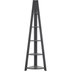 Tagère d'Angle Bois Foncé et Gris en Triangle 5 Niveaux Effet Naturel Mobile Solo