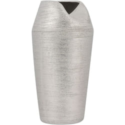 Vase Décoratif de Forme Abstraite fabriqué en Grès Argenté 33 cm de Hauteur au Style Contemporain