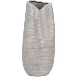 Beliani - Vase Décoratif de Forme Abstraite fabriqué en Grès Argenté 32 cm de Hauteur au Style Moderne et Contemporain