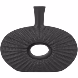 Vase décoratif noir en grès avec trou au milieu. Ce vase décoratif inhabituel allie parfaitement un design magnifique à une f ...