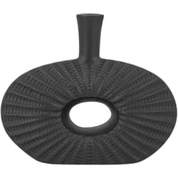 Beliani - Vase Décoratif de Forme Ronde Bouteille fabriqué en Grès Noir avec Trou Centrale de 24 cm de Hauteur au Style Moderne