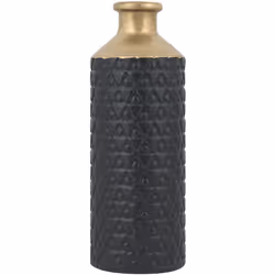 Vase bouteille décoratif noir au style antique. Ce haut vase décoratif est un accessoire formidable au charme antique. Il a u ...