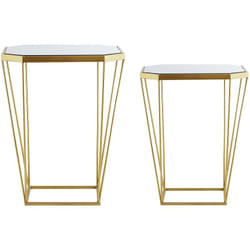 Lot de 2 Tables Basses Bouts de Canapés Design en Métal Doré avec Plateaux en Miroir Parfaits pour un Salon au Style Glamour Tendance Beliani