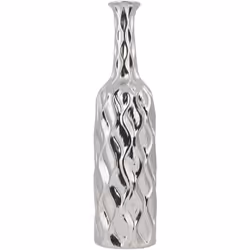 Vase bouteille décoratif en grès. Ce vase bouteille décoratif moderne argenté apporte une touche extraordinaire à chaque inté ...