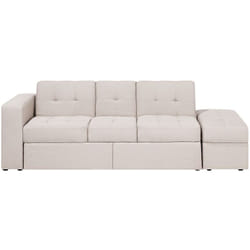 Beliani - Canapé Multi Rangement Convertible 3 Places en Tissu Beige avec Fonction Lit Ultra Confortable et Pratique pour Salon Moderne et