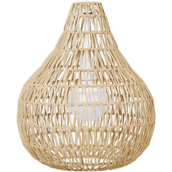 Lampe Suspension Bohème en Plastique et Papier Beige avec Abat-jour Tressé Ajouré E27 Max. 40W pour Éclairage de Salon ou Chambre Boho Beliani