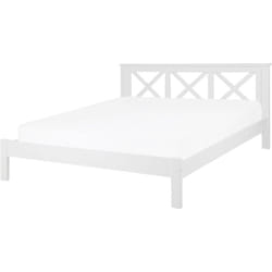 Beliani - Lit Double en Bois Blanc 160 x 200 cm Elégant et Traditionnel pour Chambre de Style Moderne ou Scandinave