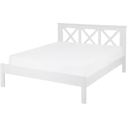 Beliani - Lit Double en Bois Blanc 140 x 200 cm Elégant et Traditionnel pour Chambre de Style Moderne ou Scandinave