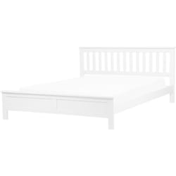 Lit Double en Bois Blanc 180 x 200 cm Elégant de Style Traditionnel pour Chambre Scandinave ou Contemporaine Beliani