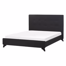 Lit double en tissu noir 140x200 cm AMBASSADOR