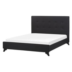 Lit double en tissu noir 140x200 cm AMBASSADOR