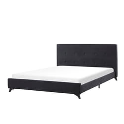 Lit double en tissu noir AMBASSADOR - BELIANI - Style scandinave et moderne - 180x200 cm