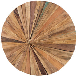 Beliani - Tableau Décoratif à Surface Ronde 85 cm de Diamètre en Bois de Teck Clair pour Salon Moderne et Bohème