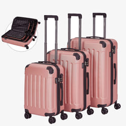 Arebos Set de 3 valises de voyage Rosé-or