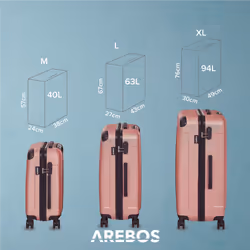 Arebos Set de 3 valises de voyage Rosé-or - Vue supplémentaire 7