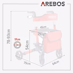 Arebos 4260627424030 déambulateur et marcheur Rouge - Vue supplémentaire 2