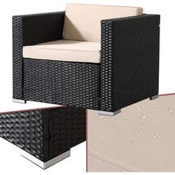 Fauteuil de Jardin en Rotin Mobilier de Jardin Balcon Chaise de Patio - Arebos