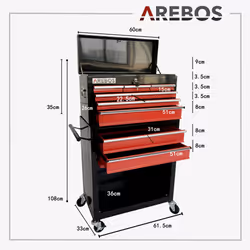 Arebos 4260627425907 chariot de service Rouge