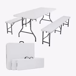 Arebos Ensemble de bancs et table, Blanc