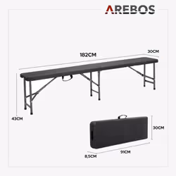 Arebos 4260627425938 table de jardin Noir