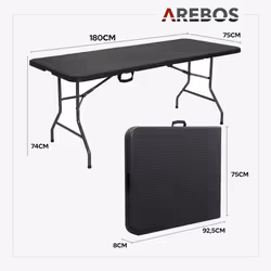 Arebos 4260627425938 table de jardin Noir