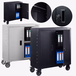 Arebos Armoire de bureau à roulettes 90cm