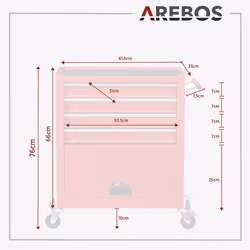 Arebos 4260627427277 chariot de service Rouge