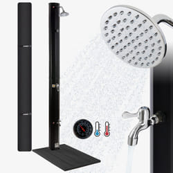Arebos Douche solaire 35L noire et plaque anthracite