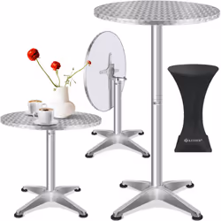 KESSER Table haute 2 en 1 et table de bistrot Ø60 cm pliable en aluminium résistant aux intempéries, inoxydable, lavable et f ...