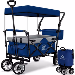 KESSER® Chariot de Transport GT9000 Pliable avec Toit  Chariot de Plage et Jardin Charge Max. 80kg Chariot à bras main Bleu / ...
