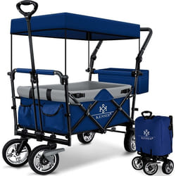 KESSER® Chariot de Transport GT9000 Pliable avec Toit  Chariot de Plage et Jardin Charge Max. 80kg Chariot à bras main Bleu / Gris