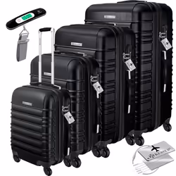 KESSER® Set de 4 Valise rigide de Voyage Avec Roulettes et Poignée  4 tailles Bagage Cabine ABS Trolley Avec Serrure Noir