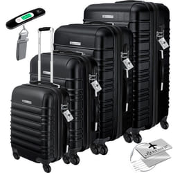 KESSER® Set de 4 Valise rigide de Voyage Avec Roulettes et Poignée  4 tailles Bagage Cabine ABS Trolley Avec Serrure Noir