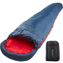 anaterra® Sac de Couchage MyNature - 230x80cm 17 kg 0 à 5°C 3 Saisons Imperméable Bleu&Rouge - Couverture Camping Extérieur