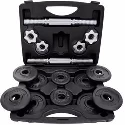 ScSPORTS® Jeu dHaltères Courts - 15 kg Barres 12 Plaques Chromée avec Mallette - Set dHaltères avec Transport Musculation