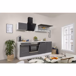 Points forts du bloc cuisine Premium: Hauteur de travail ergonomique de 91 cm Façades brillantes Premium Kit four incl. Toute ...