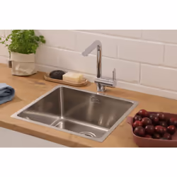 respekta® Evier en acier inoxydable Detroit : Evier encastré avec 1 cuve Pour les meubles sous évier à partir de 50 cm Y comp ...