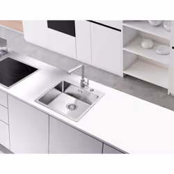respekta® Evier en acier inoxydable Chicago : Evier encastré avec 1 cuve avec banquette pour robinetterie Pour les meubles so ...