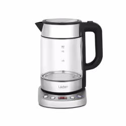 Lauben LBNEK17GS, 1,7 L, 2200 W, Noir, Acier inoxydable, Transparent, Verre, Thermostat réglable, Indicateur de niveau d'eau