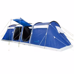Tente familiale Tunnel 8 personnes - Skandika Montana 8 Sleeper Protect - Sol cousu cabines sombres - bleu