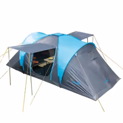 Tente dôme familiale 4 Personnes Camping - Skandika Hammerfest 4 Sleeper Protect – Tapis de Sol Cousu cabines Sombres - Bleu