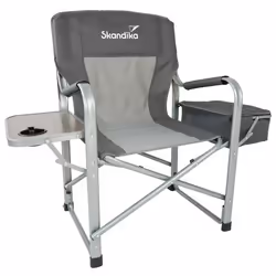 Chaise Pliable Camping - Skandika Tepsa - avec compartiment Isotherme et table - Supporte 150 kg - Gris