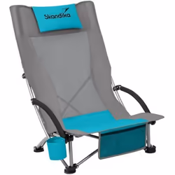 Chaise de Plage Pliable - Skandika Beach - Chaise de Camping Pliante Confortable - Max. 136 kg - Sac de Transport - Gris