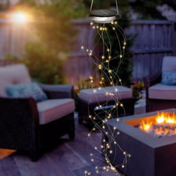 Suspension solaire lumineuse 100 leds - ESOTEC - Lanterne faisceaux de lumière suspendu - Blanc chaud - Cuivre